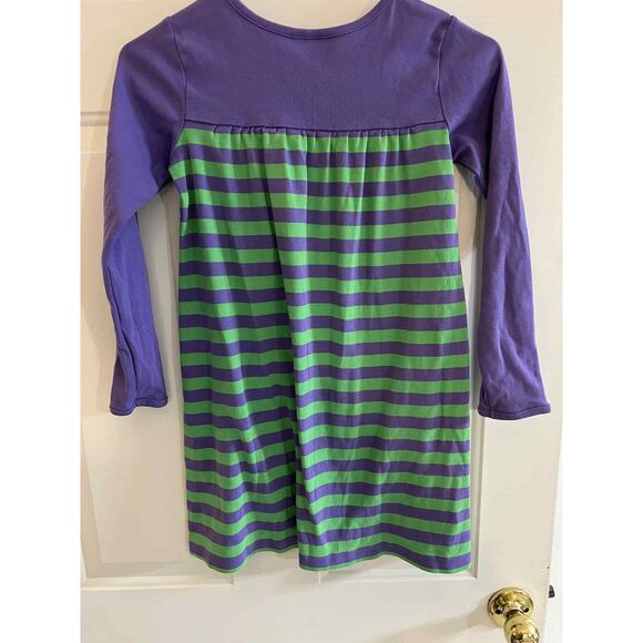 Hanna Anderson Girls Size 8 Green and Purple Striped Dress Long Sleeve - Picture 2 of 8